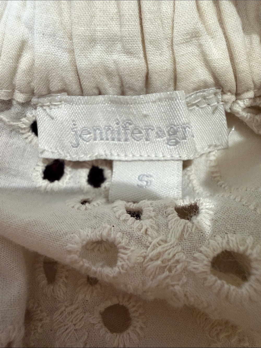 Women's Eyelet Mock Neck Blouse in Cream - Picture 4 of 5